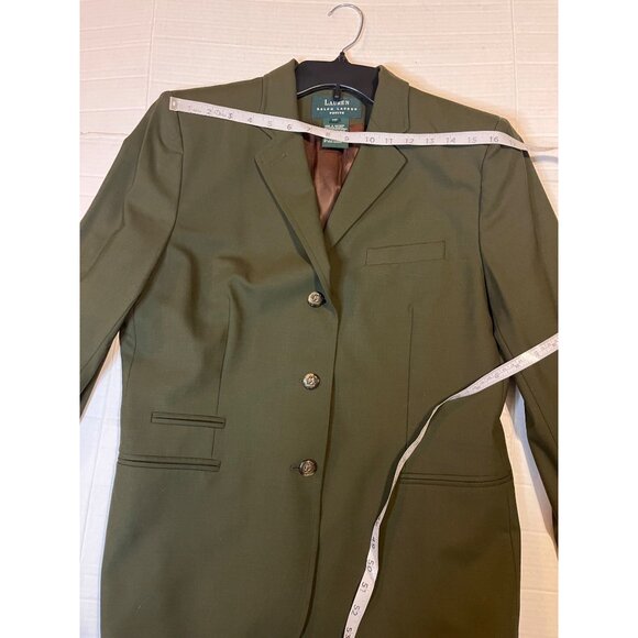 VTG-NWT-Ralph Lauren Women equestrian buttons blazer jacket wool Olive Green 14P - Picture 11 of 16